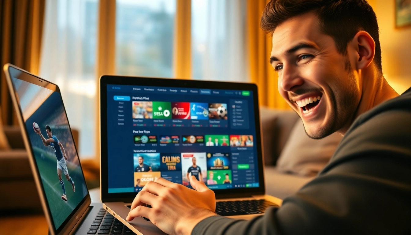 5V5V betting platform interface displaying vibrant games and sports events on a laptop.