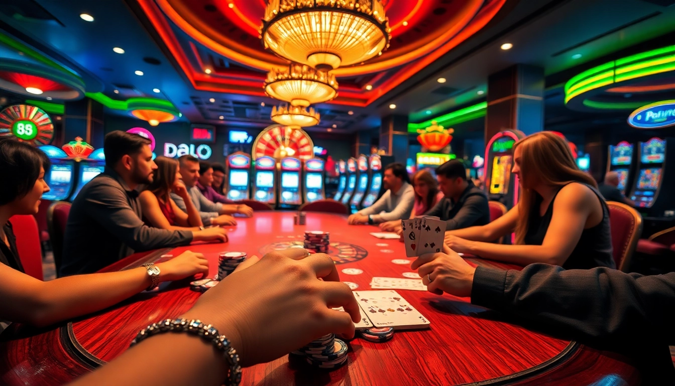 Experience high-stakes action at https://da88.cash/ with players engaged around a poker table.