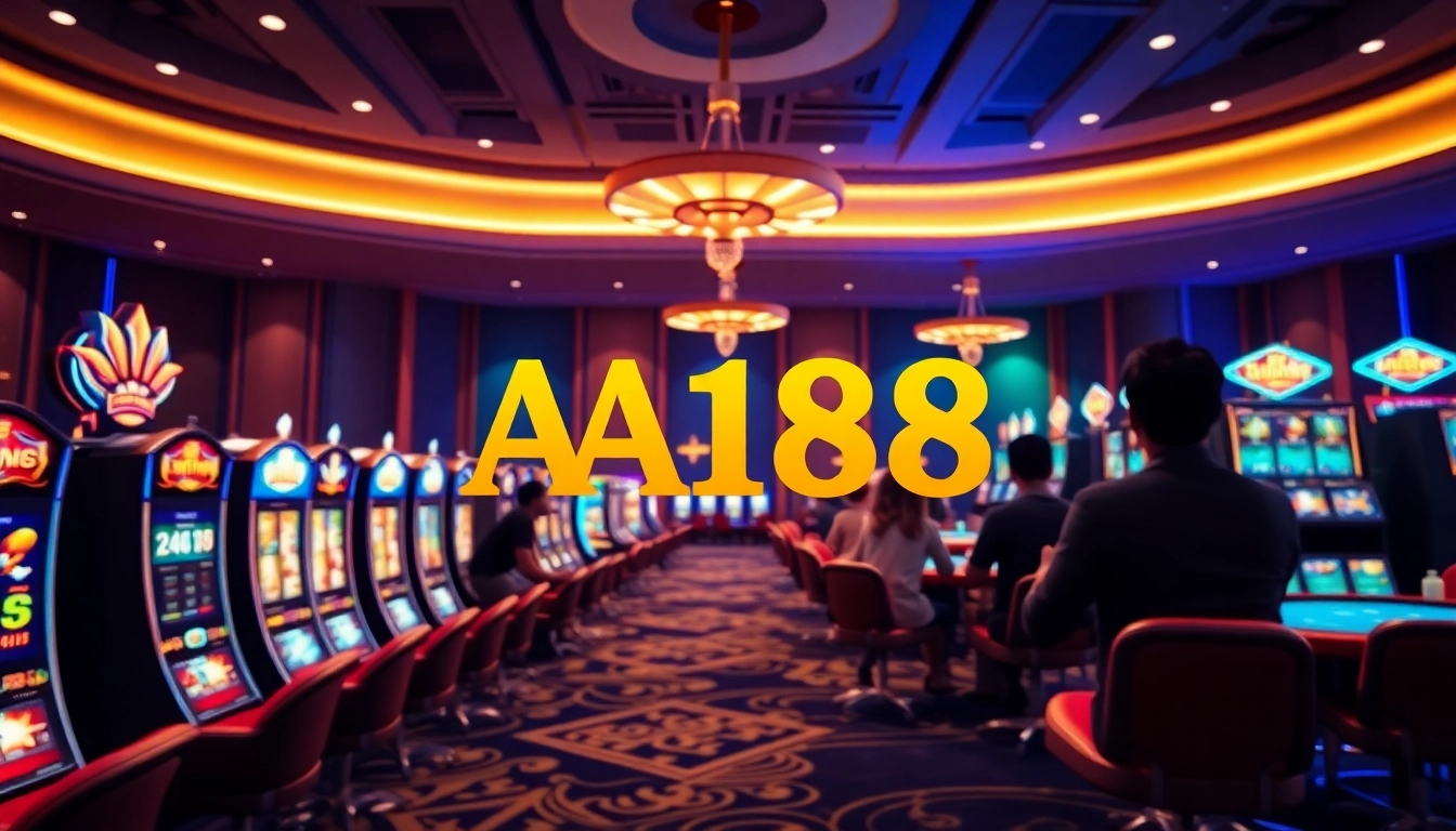 A188 online casino gaming interface featuring immersive slot machines and card tables.