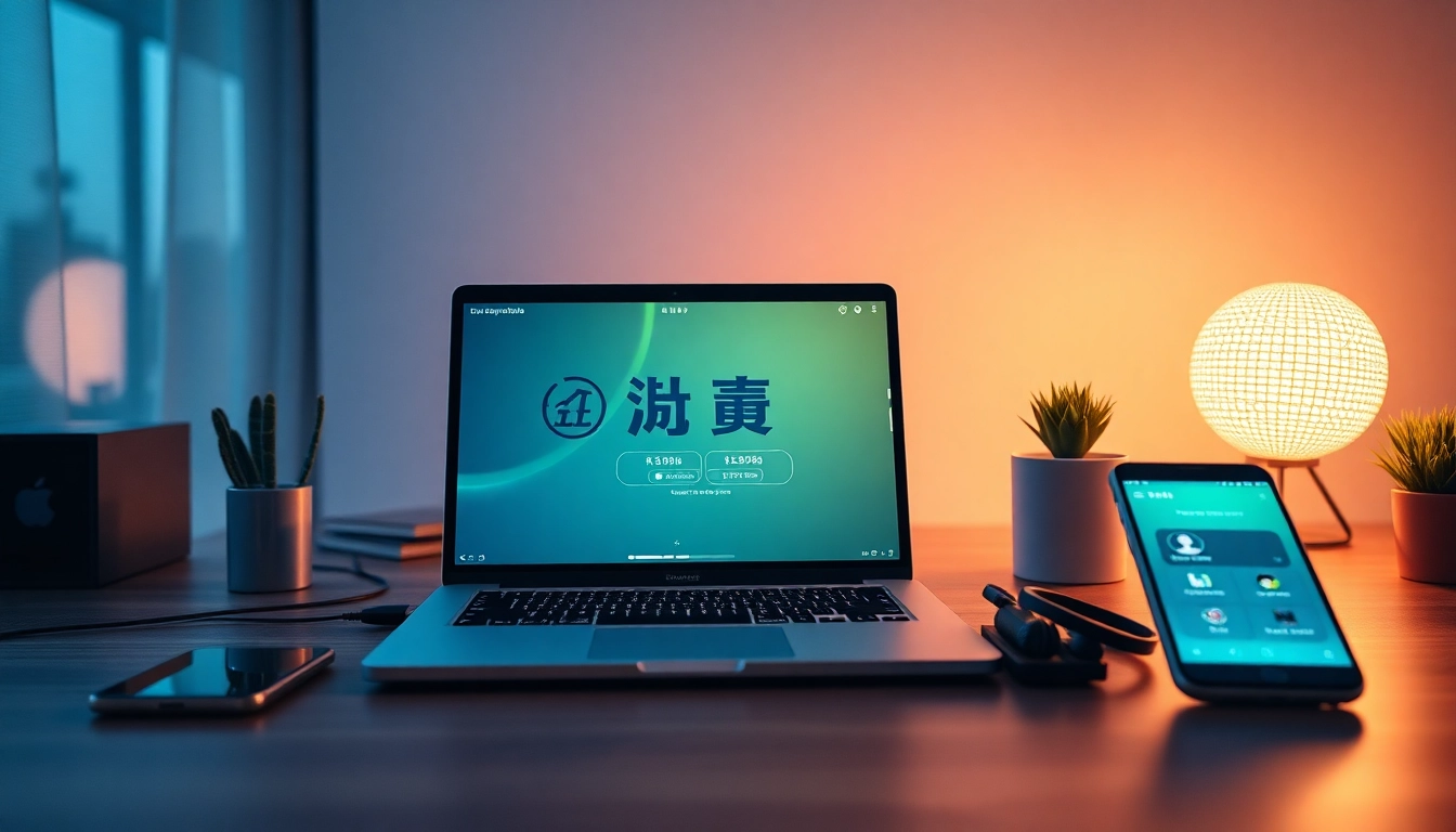 快连官网 展示一个创新的数字化工作空间，配备用于无缝连接的先进技术元素。