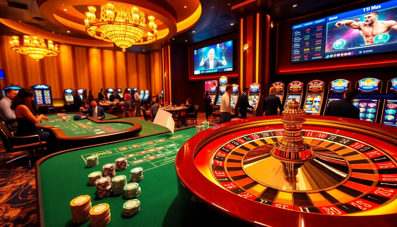 Exciting gaming experience at https://11win.day/ with vibrant casino table, roulette wheel, and dedicated players.