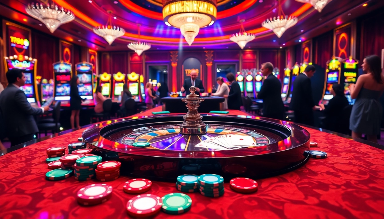 Exciting gameplay at tr88 casino with vibrant chips and dealers.