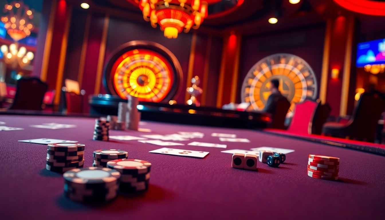Engaging casino atmosphere showcasing Nhà cái lu88 with vibrant gambling elements.