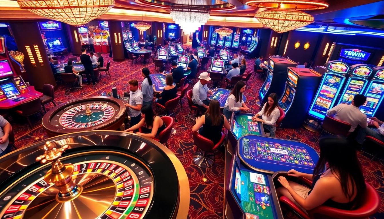 Experience the excitement of 78WIN's casino with vibrant tables and winning players.