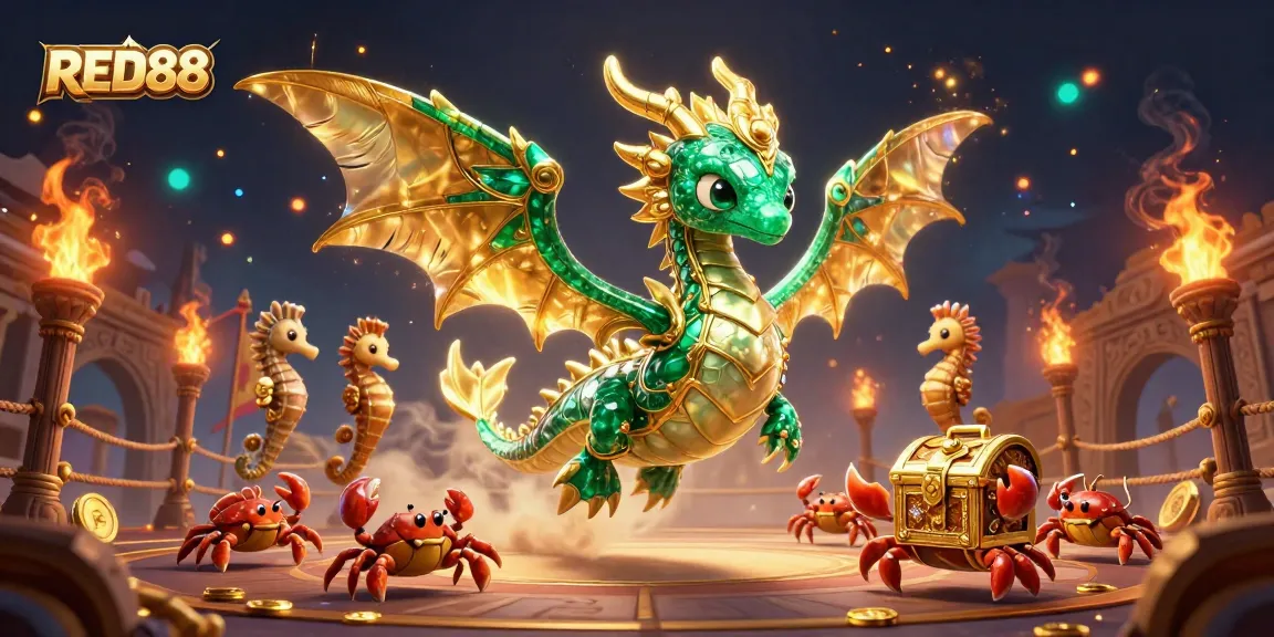 Experience the excitement of RED88 in a vibrant 3D casino scene filled with rich visuals and action.