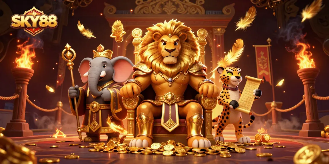 Experience the thrill of SKY88 in a vibrant, detailed 3D casino scene filled with excitement.