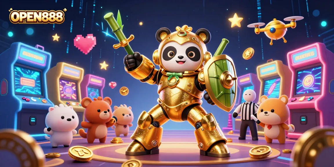 Engage with exciting adventures in OPEN888, featuring a vibrant scene of thrilling casino excitement.